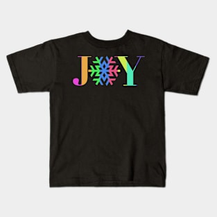 JOY - Bright Stripe Snowflake - on Black Kids T-Shirt